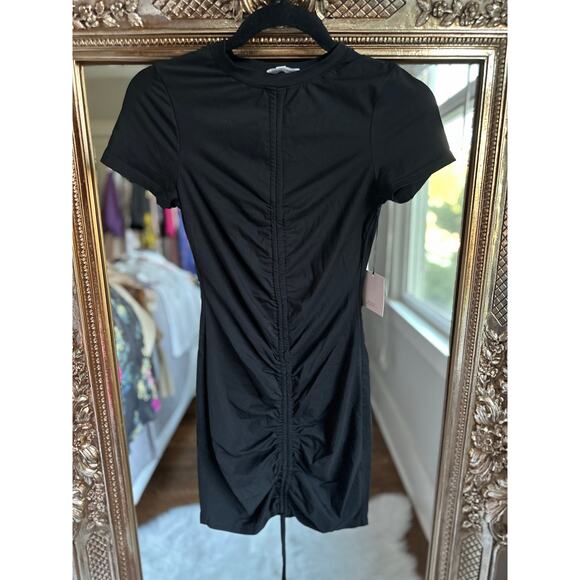 superdown Revolve Yasmine Ruched Tie Mini Dress in Black XS NEW NWT! - Picture 4 of 6